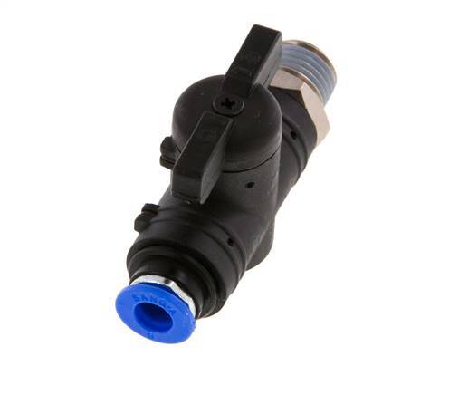 Vanne à boule droite à 2 voies 6 mm - R1/4'' plastique/laiton
