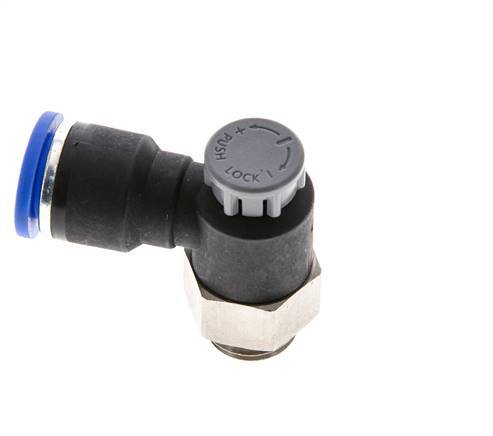 Flow Control Valve Meter-Out Elbow 10 mm - G1/4'' Brass/PA 66 Locknut