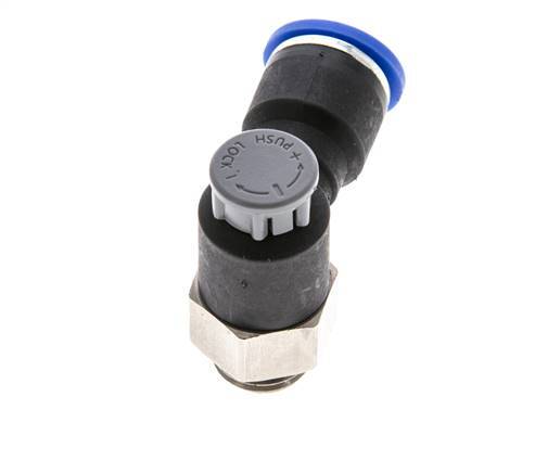 Vanne de régulation de débit Coude de sortie de compteur 10 mm - G1/4'' Laiton/ Contre-écrou PA 66