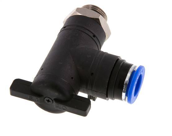 Vanne à bille coudée à 2 voies 12 mm - G3/8'' plastique/laiton