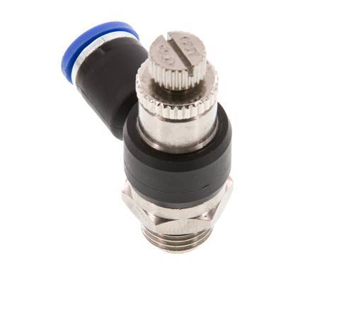 Coude de sortie du compteur du silencieux Flow Control 8 mm - G1/4'' laiton/PA 66