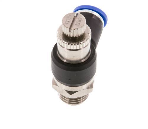 Coude de sortie du compteur du silencieux Flow Control 8 mm - G1/4'' laiton/PA 66