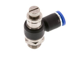 Coude de sortie du compteur du silencieux Flow Control 8 mm - G1/4'' laiton/PA 66