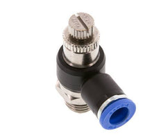 Coude de sortie du compteur du silencieux Flow Control 8 mm - G1/4'' laiton/PA 66