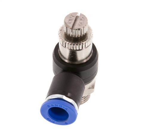 Coude de sortie du compteur du silencieux Flow Control 8 mm - G1/4'' laiton/PA 66