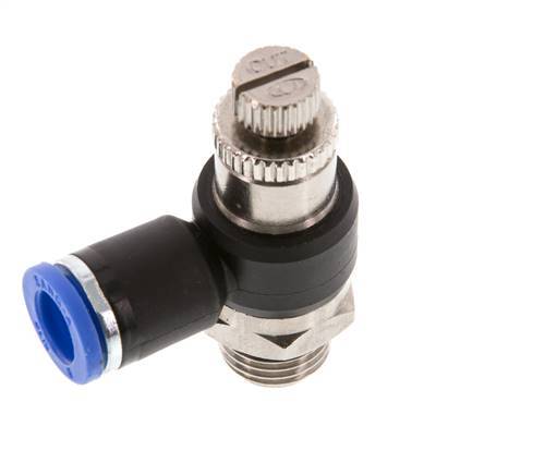 Coude de sortie du compteur du silencieux Flow Control 8 mm - G1/4'' laiton/PA 66