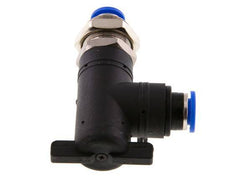 Robinet à boisseau sphérique coudé à 2 voies 10 mm Bulkhead en plastique/laiton