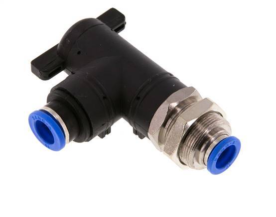 Robinet à boisseau sphérique coudé à 2 voies 10 mm Bulkhead en plastique/laiton