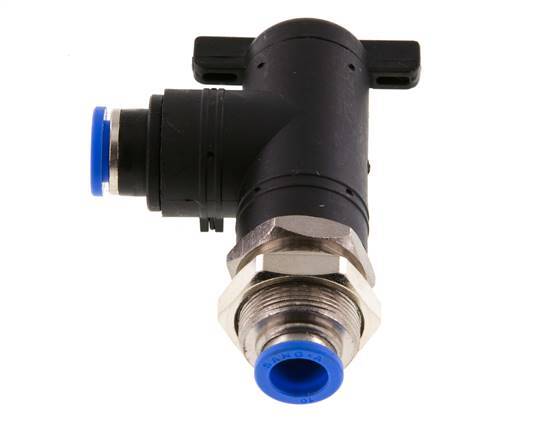 Robinet à boisseau sphérique coudé à 2 voies 10 mm Bulkhead en plastique/laiton