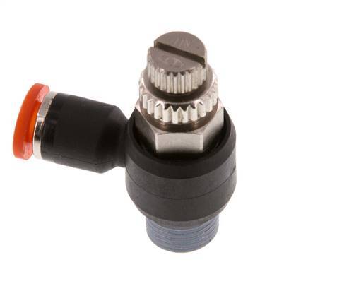 Flow Control Silencer Meter-In Elbow 4 mm - R1/8'' Brass/PA 66