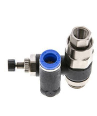 Flow Control Silencer Meter-Out Rotatable 8 mm - G1/4''-G1/8'' Brass/PA 66 with Pilot Operated Check Valve
