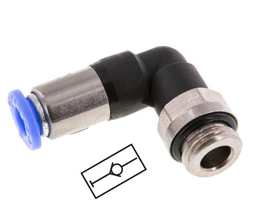 Push-In Fitting 12mm & G1/2'' Male Auto Shut-Off Elbow Brass/PBT 0-10bar (0-145psi)