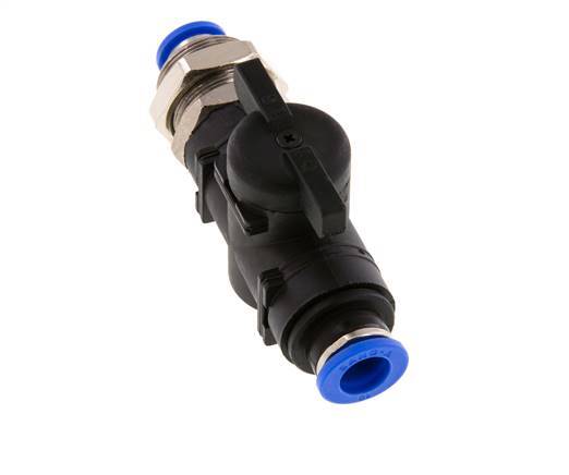 Vanne à boisseau sphérique droite à 2 voies 10 mm Bulkhead en plastique/laiton
