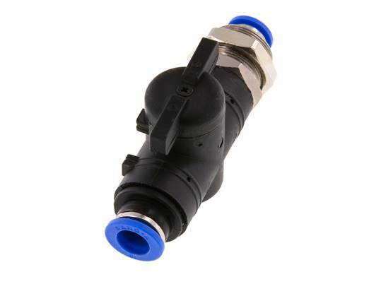 Vanne à boisseau sphérique droite à 2 voies 10 mm Bulkhead en plastique/laiton