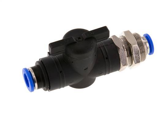 Vanne à boisseau sphérique droite à 2 voies 10 mm Bulkhead en plastique/laiton
