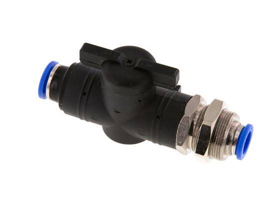 Vanne à boisseau sphérique droite à 2 voies 10 mm Bulkhead en plastique/laiton