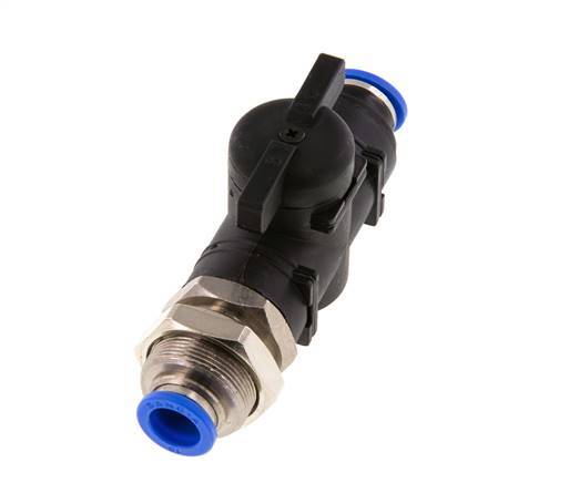 Vanne à boisseau sphérique droite à 2 voies 10 mm Bulkhead en plastique/laiton