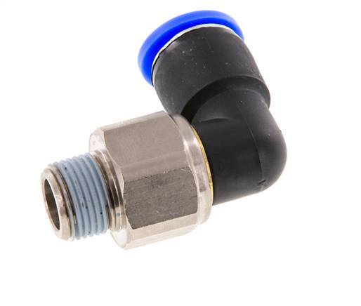 Coude 12mm & R3/8'' Joint pivotant Filets mâles à enfoncer Laiton nickele/PBT NBR Rotatif