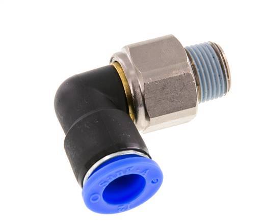 Coude 12mm & R3/8'' Joint pivotant Filets mâles à enfoncer Laiton nickele/PBT NBR Rotatif