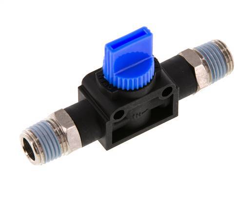 Vanne manuelle d'arrêt à 3/2 voies R1/4'' plastique/laiton