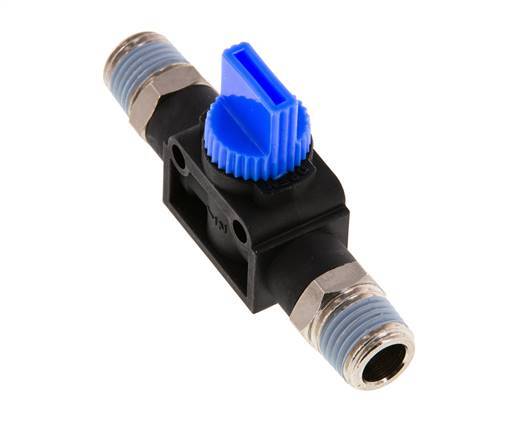 Vanne manuelle d'arrêt à 3/2 voies R1/4'' plastique/laiton