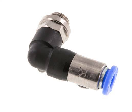Raccord à Enfoncer 6mm & G1/8'' Mâle Coude Autobloquant en Laiton/PBT 0-10bar (0-145psi) [2 pièces].