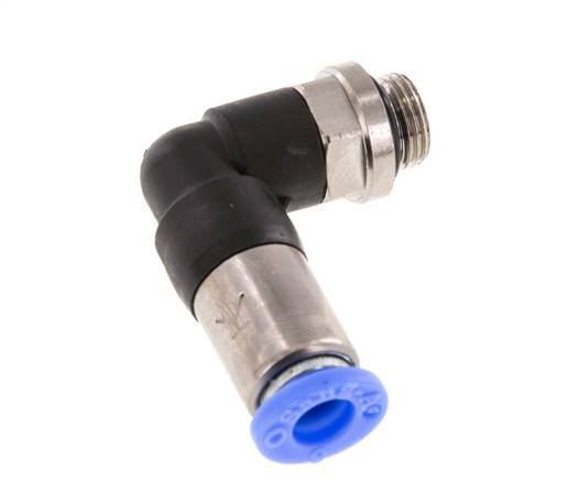 Raccord à Enfoncer 6mm & G1/8'' Mâle Coude Autobloquant en Laiton/PBT 0-10bar (0-145psi) [2 pièces].