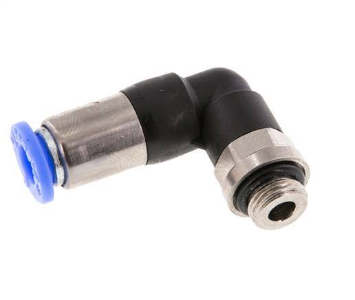 Raccord à Enfoncer 6mm & G1/8'' Mâle Coude Autobloquant en Laiton/PBT 0-10bar (0-145psi) [2 pièces].