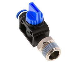 Vanne manuelle d'arrêt à 3/2 voies 6 mm - R3/8'' plastique/laiton Ventilation côté tube