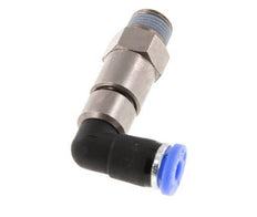Coude 4mm & R1/8'' Joint rapide pivotant Filets mâles Push-In Laiton nickele/PBT NBR Rotatif