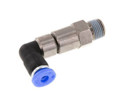 Coude 4mm & R1/8'' Joint rapide pivotant Filets mâles Push-In Laiton nickele/PBT NBR Rotatif