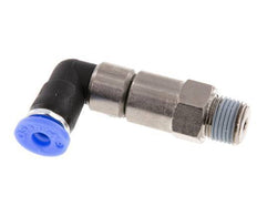 Coude 4mm & R1/8'' Joint rapide pivotant Filets mâles Push-In Laiton nickele/PBT NBR Rotatif