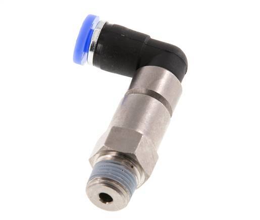 Coude 4mm & R1/8'' Joint rapide pivotant Filets mâles Push-In Laiton nickele/PBT NBR Rotatif
