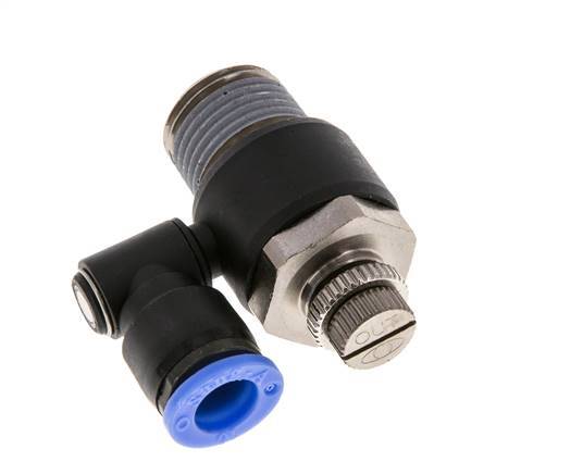 Silencieux de contrôle d'écoulement Sortie de compteur rotative 10 mm - R1/2'' Laiton/PA 66