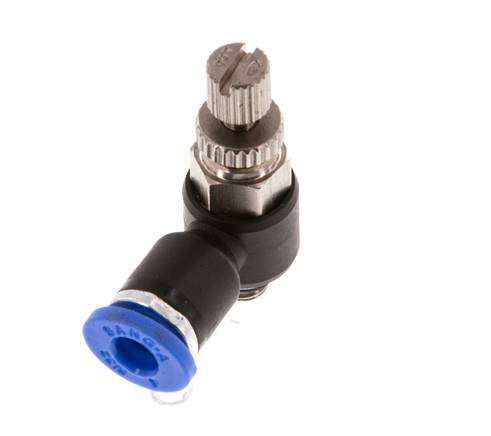 Coude de sortie de compteur du silencieux Flow Control 4 mm - M5 Laiton/PA 66