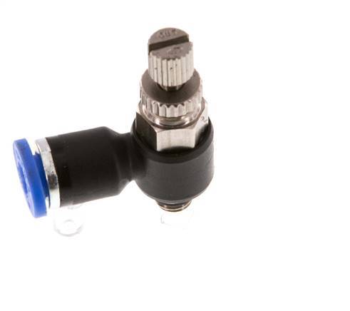 Coude de sortie de compteur du silencieux Flow Control 4 mm - M5 Laiton/PA 66