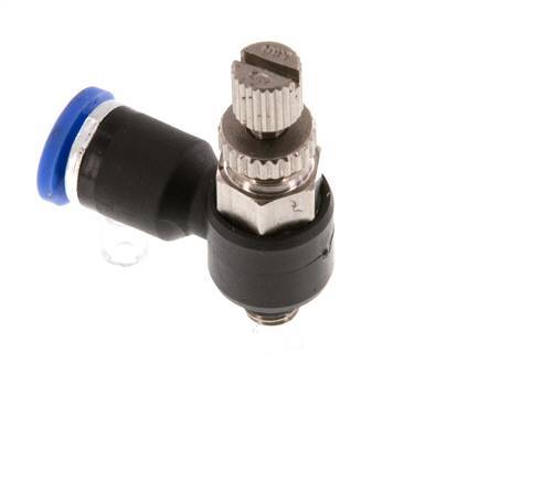 Coude de sortie de compteur du silencieux Flow Control 4 mm - M5 Laiton/PA 66