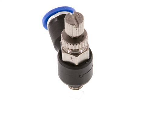 Coude de sortie de compteur du silencieux Flow Control 4 mm - M5 Laiton/PA 66