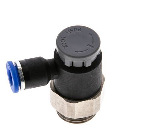 Vanne de régulation de débit Coude de sortie de compteur 6 mm - G3/8'' Laiton/ Contre-écrou PA 66