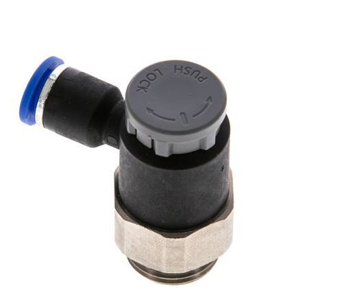 Vanne de régulation de débit Coude de sortie de compteur 6 mm - G3/8'' Laiton/ Contre-écrou PA 66