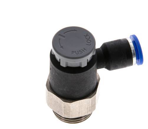 Vanne de régulation de débit Coude de sortie de compteur 6 mm - G3/8'' Laiton/ Contre-écrou PA 66