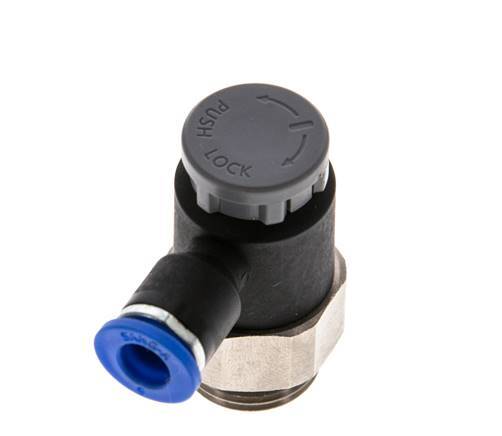 Vanne de régulation de débit Coude de sortie de compteur 6 mm - G3/8'' Laiton/ Contre-écrou PA 66