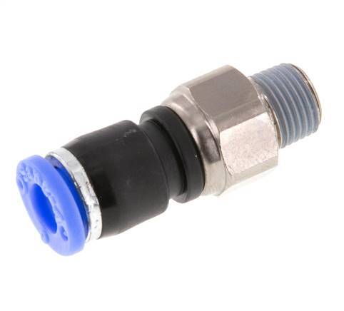 Raccords tournants 6mm & R1/8'' Filets mâles à emmancher Laiton nickelé/PBT NBR Rotatif