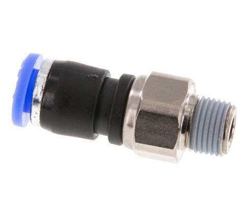 Raccords tournants 6mm & R1/8'' Filets mâles à emmancher Laiton nickelé/PBT NBR Rotatif