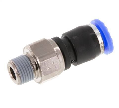 Raccords tournants 6mm & R1/8'' Filets mâles à emmancher Laiton nickelé/PBT NBR Rotatif