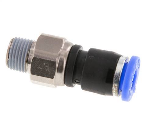 Raccords tournants 6mm & R1/8'' Filets mâles à emmancher Laiton nickelé/PBT NBR Rotatif