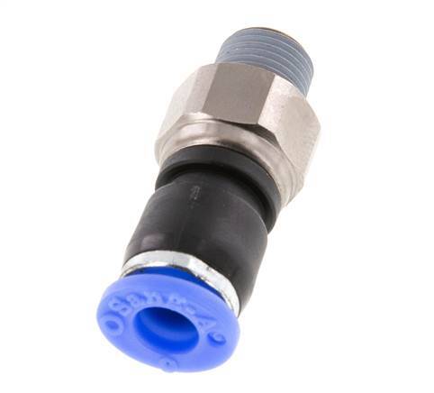 Raccords tournants 6mm & R1/8'' Filets mâles à emmancher Laiton nickelé/PBT NBR Rotatif