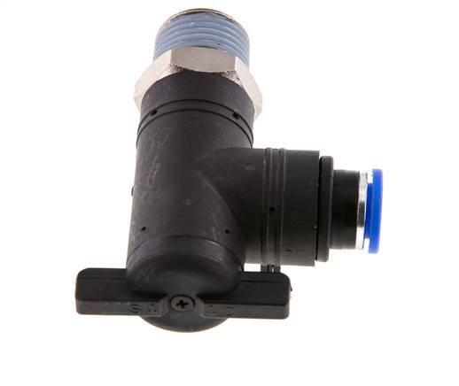 Robinet à bille coudé à 2 voies 10 mm - R1/2'' Plastique/laiton