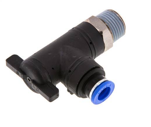 Robinet à bille coudé à 2 voies 10 mm - R1/2'' Plastique/laiton
