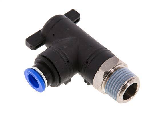 Robinet à bille coudé à 2 voies 10 mm - R1/2'' Plastique/laiton
